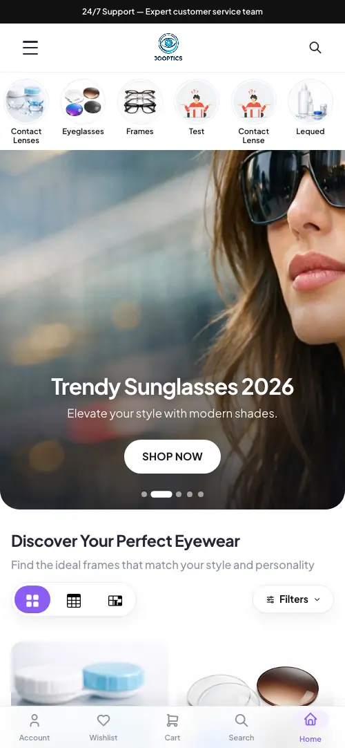 Jooptics demo online store on a phone